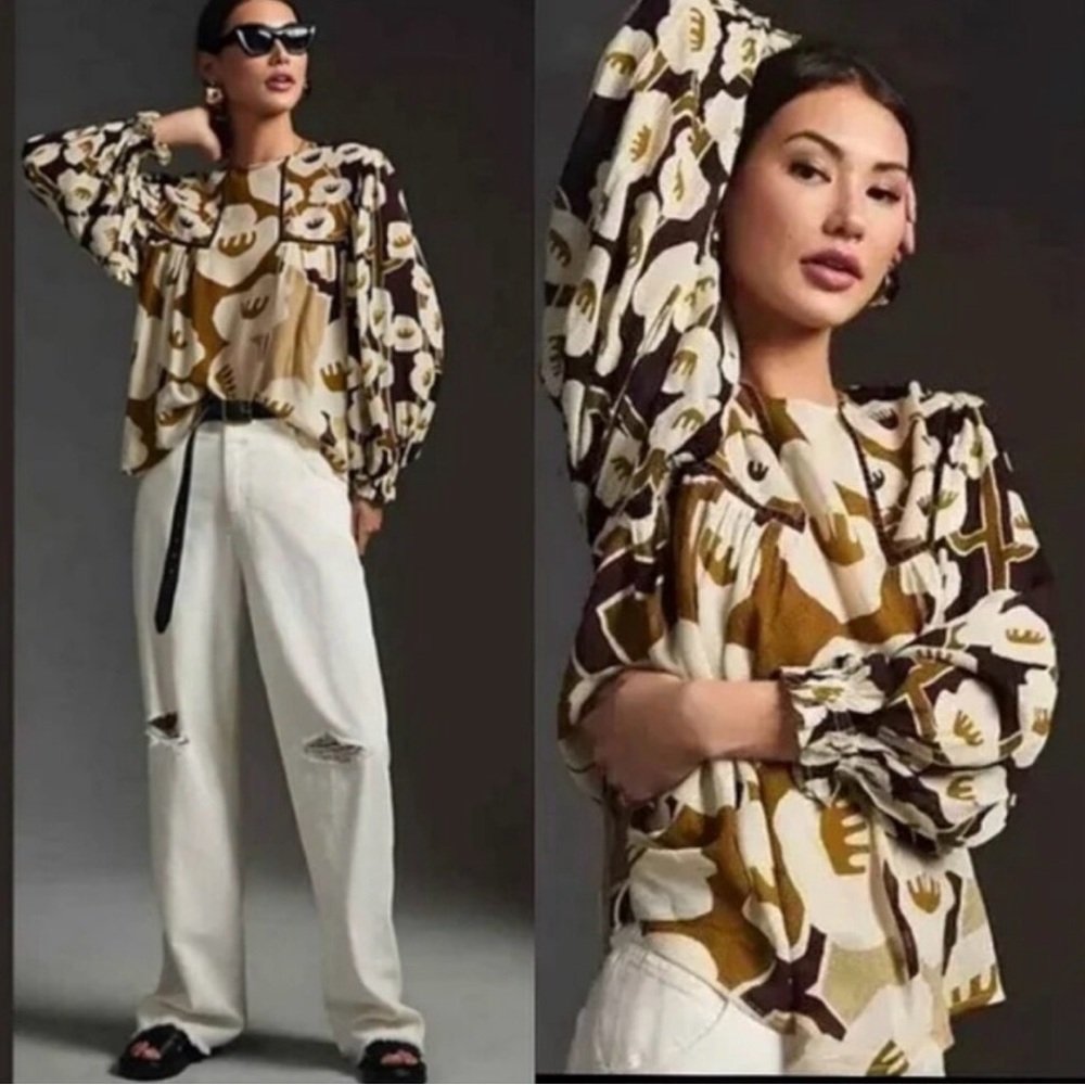 NWT Blank London Miranda Peasant Blouse Balloon Sleeve Size Medium, NWOT